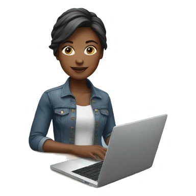 memoji female with laptop sticker