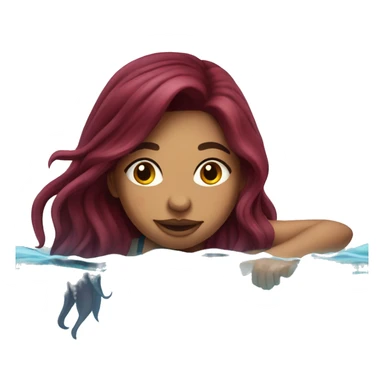 Beautiful tattooed  burgundy long haired woman swimming in a pool sticker