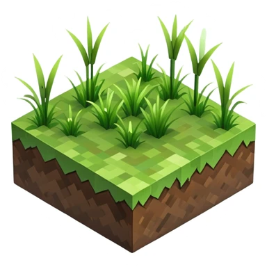 Minecraft grass block, square shape, brown and green, smooth, isometric sticker