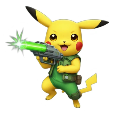 pikachu with green raygun sticker