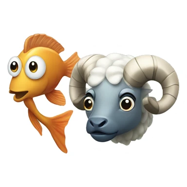 Fish and a ram mix sticker
