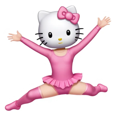 Hello Kitty in a leotard doing a straight jump sticker