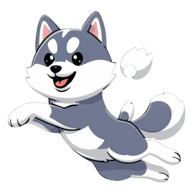 husky dog jumping in the air sticker