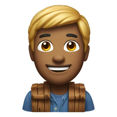 one 3d characters like the apple memoji design style dressed like a timber crossing arm with a smile face sticker