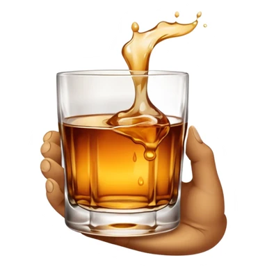 White hand holding whiskey glass sticker
