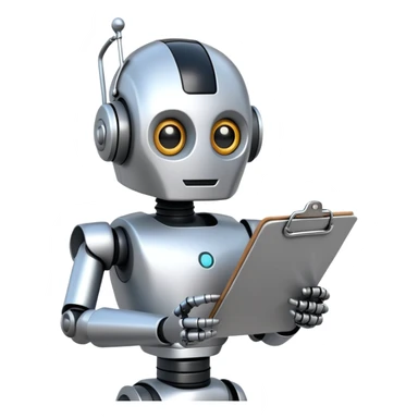 helpful robot with clipboard sticker