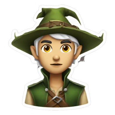 Fierce elf ranger wearing fedora  sticker