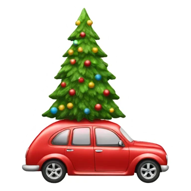 Christmas red Car with Christmas Tree  sticker