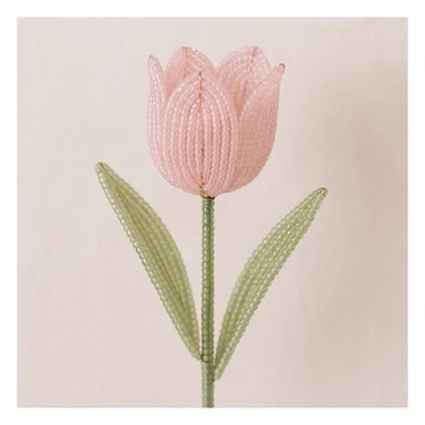 baby pink tulip made with french beading technique, translucent beads, fine wire, soft and feminine look, delicate and detailed sticker