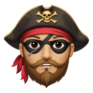 pirate with black eyepatch covering one eye and that eye not showing sticker
