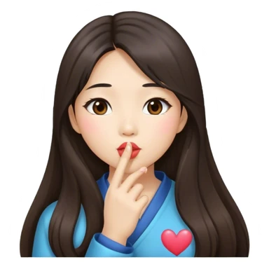 Long hair asian girl blowing kisses sticker