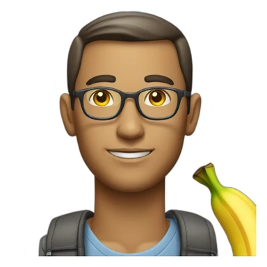Man with iridescent banana bag sticker