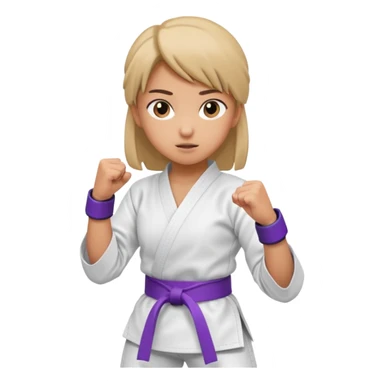 karate girl with violet belt, action pose sticker
