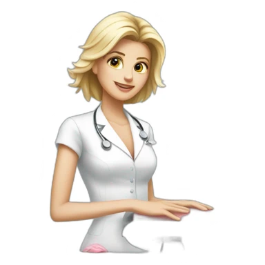 Posh-Radiologist-performing-breast-mammography-to-leni-klum sticker