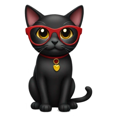 Black cat with glasses and red dress  sticker