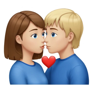una ragazza con il caschetto marrone che bacia un ragazzo con i capelli biondi e gli occhi azzurri sticker
