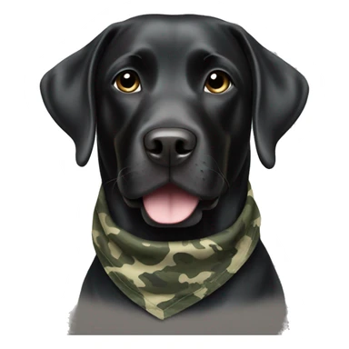 Black Labrador wearing camo bandana sticker