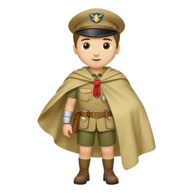 Maak een persoon in scoutsuniform. Maak zijn volledige lichaam en laat hem een afwegings gebaar maken met zijn handen sticker