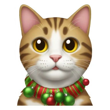 Cute tabby cat with Christmas decorations sticker