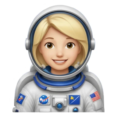 blonde female stronaut with blue flag sticker