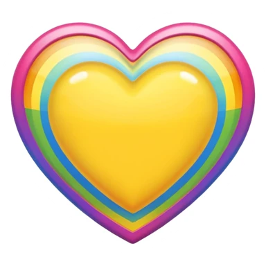 yellow heart with a rainbow border sticker