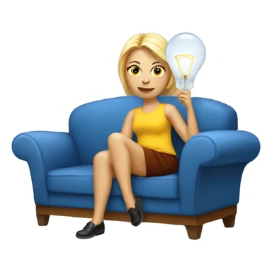 a russian woman with a lightbulb resting in a sofa  sticker