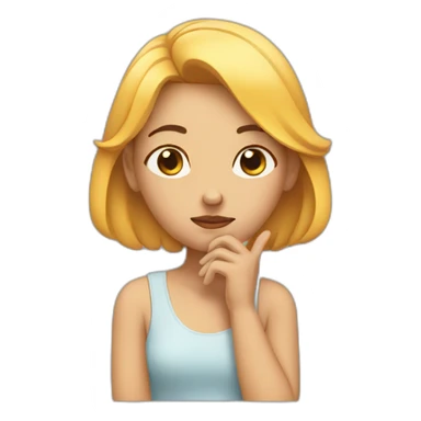 thinking girl with hand on her face sticker