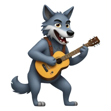 Wolf playing guitar sticker