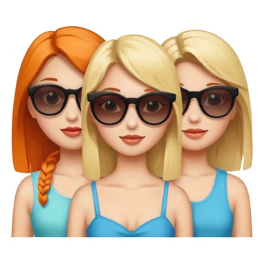 3 girls, friends, one in the middle with sunglasses  sticker