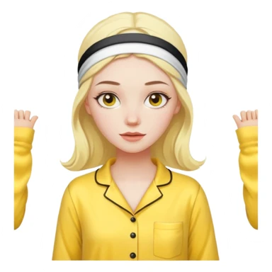 women in yellow pyjamas with headband sticker