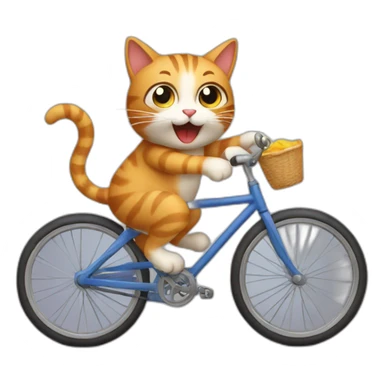 cat riding a bike sticker