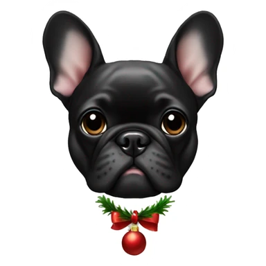 Black French bulldog face Christmas  sticker