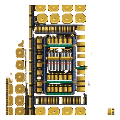 Google quantum computer gold chandelier with disks and tubes sticker