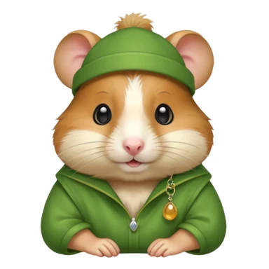 Hamster wearing green clothes and ear rings  sticker