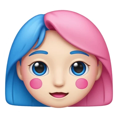I would like a 67 emoji with pink and blue coloring, please sticker