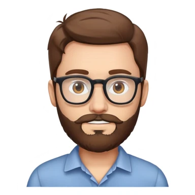 a man with glasses brown hair and a beard sticker