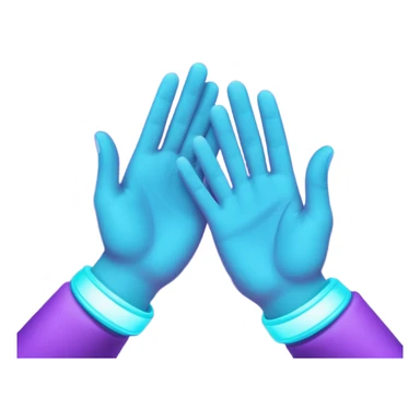 futuristic glowing clapping, purple and cyan glow, dark background sticker