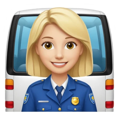 blonde woman minibus driver sticker
