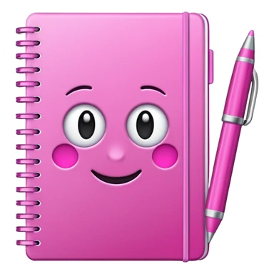 make a notebook with a pen with girly pink tones. sticker
