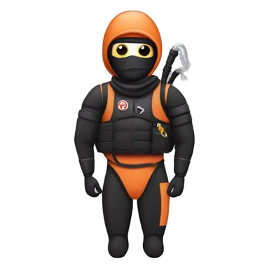 Ninja wearing a scuba tank and flippers sticker
