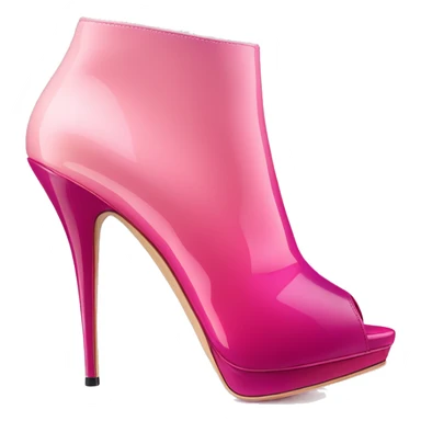 Realistic isolated top view of a pair of raspberry color to light pink ombre Jimmy Choo stiletto ankle bootie boots.  sticker