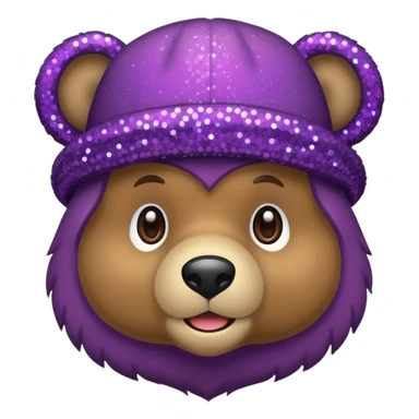 Urso adulto com boné roxo com glitter sticker