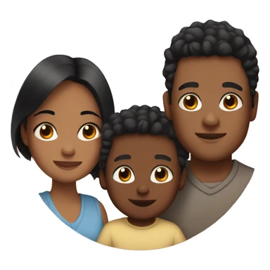 Couple with black hair and baby boy sticker