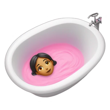 girl lies in a pink bath sticker