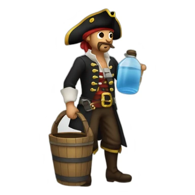 A pirate sending the water he has in a bucket far away sticker
