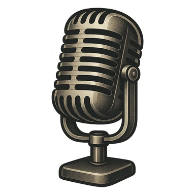vintage style microphone icon, classic 1950s look, metallic details sticker