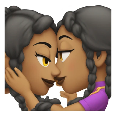 Two lesbian girls kiss on the tekhno party  sticker