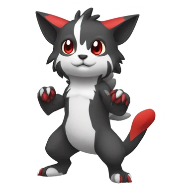 Cute cool black red white grey animal hybrid Fakemon full body sticker