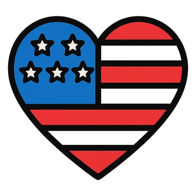 heart icon with American flag sticker