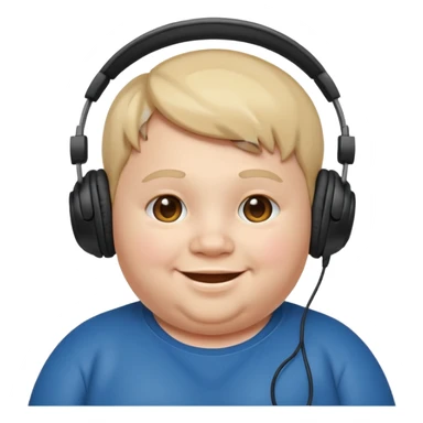 fat kid with headphones sticker